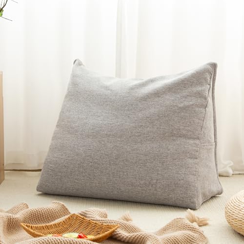 Haguko Triangular Comforter Storage BagWedge Pillow Cover Linen Like MultiUse Pillow Cushion Bedding Insert Cover Stuff with Clothes Blankets for Extra Storage 267x205x102 In Grey - Image 1