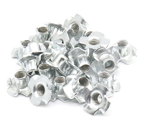 binifiMux 100 Pieces M3x6mm Carbon Steel T-Nuts Zinc Plated 4 Pronged Tee Nut - Image 3