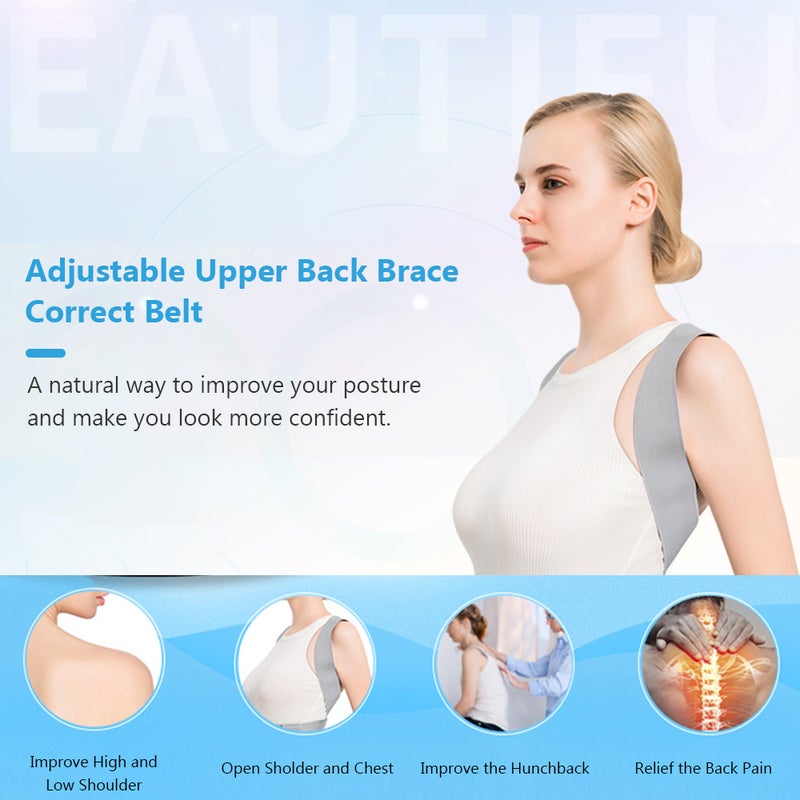 Posture Corrector for Women Men Adjustable Upper Back Brace Correct Belt Support Straightener for Spine Back Neck Clavicle Shoulder Back Posture Improvment Pain Relief Comfortable Breathable - Image 5