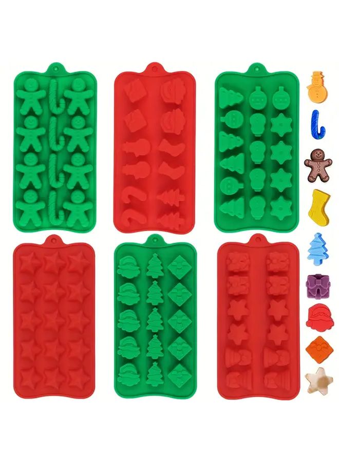 6pcs Christmas Silicone Molds For Chocolate Candy Cake Decoration Baking Tools - Image 1