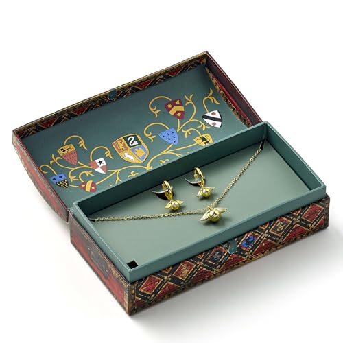 Harry Potter Quidditch Gift Box with Cute Golden Snitch Necklace & Earrings, One Size, Zinc, No Gemstone - Image 3