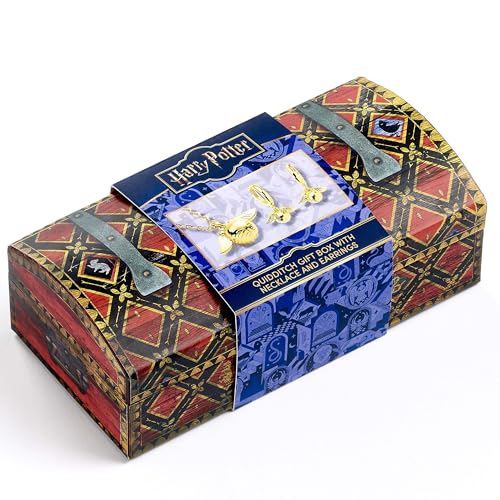Harry Potter Quidditch Gift Box with Cute Golden Snitch Necklace & Earrings, One Size, Zinc, No Gemstone - Image 2