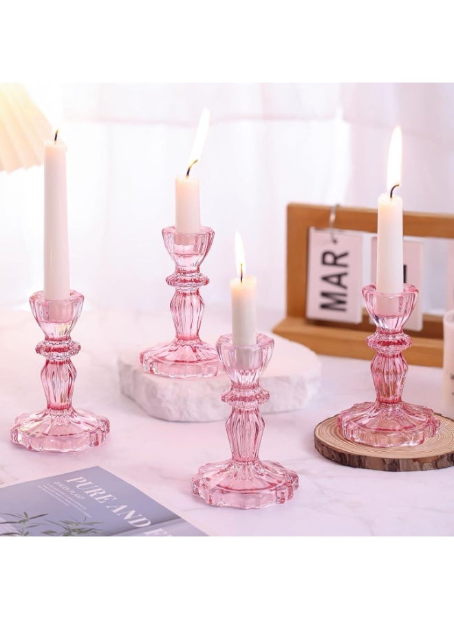 HOME ZONE Set of 2 Pink Taper Candle Holders for Table Centerpiece, Gold Tall Candle Stick Holder Stand for Wedding Decorations, Birthday, Table Décor - Image 5