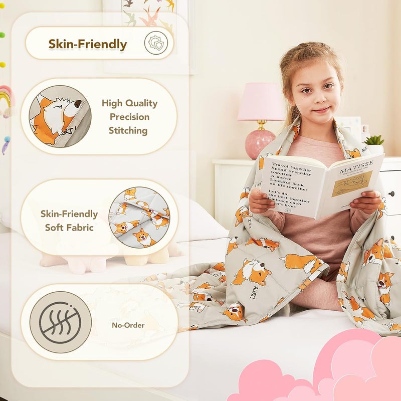 CuteKing Weighted Blanket - Weighted Blanket with Premium Glass Beads - Breathable Heavy Blanket for Comfort Sleep - Thick Blanket All Season (10lbs, 48"x72", CuteDog) - Image 5