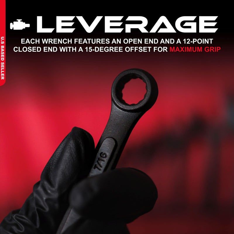 ABN Standard Wrenches Set - 16 Piece SAE Combination Wrench Set 1/4in to 1-1/4in SAE Wrench Set with Roll Up Pouch - Image 3