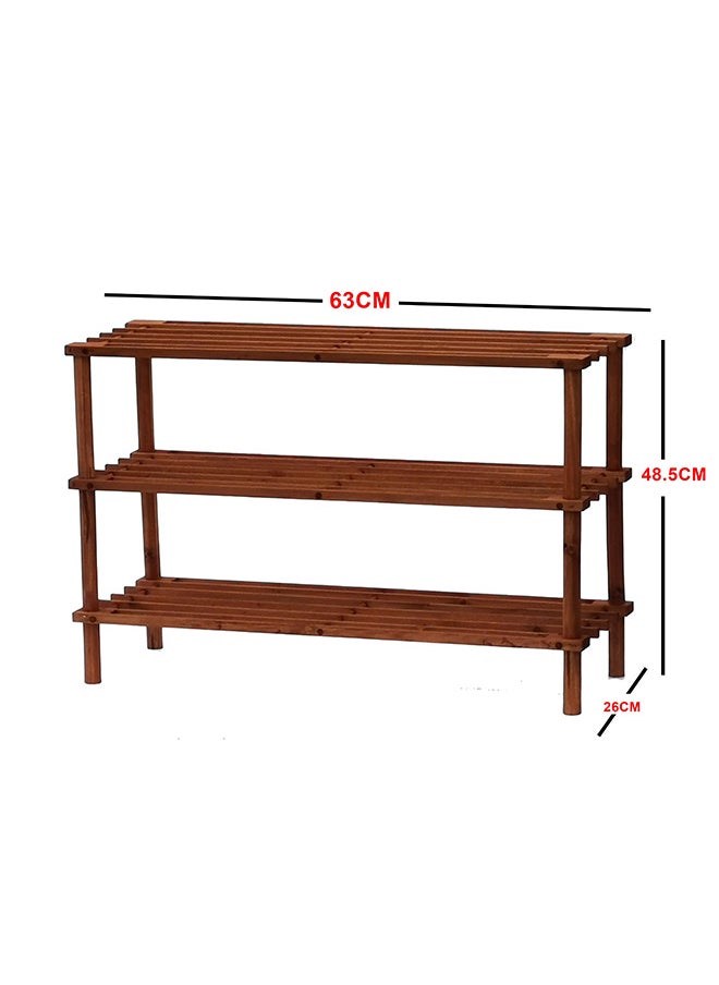 Feelings Wooden Shoe Rack 3 Tier 63Cm Brown  - Image 2