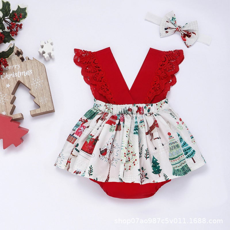 Style Baby Girl'S Sunflower Lace Backless Dress Small And Medium-Sized Children'S Girl'S Jumpsuit - Image 3