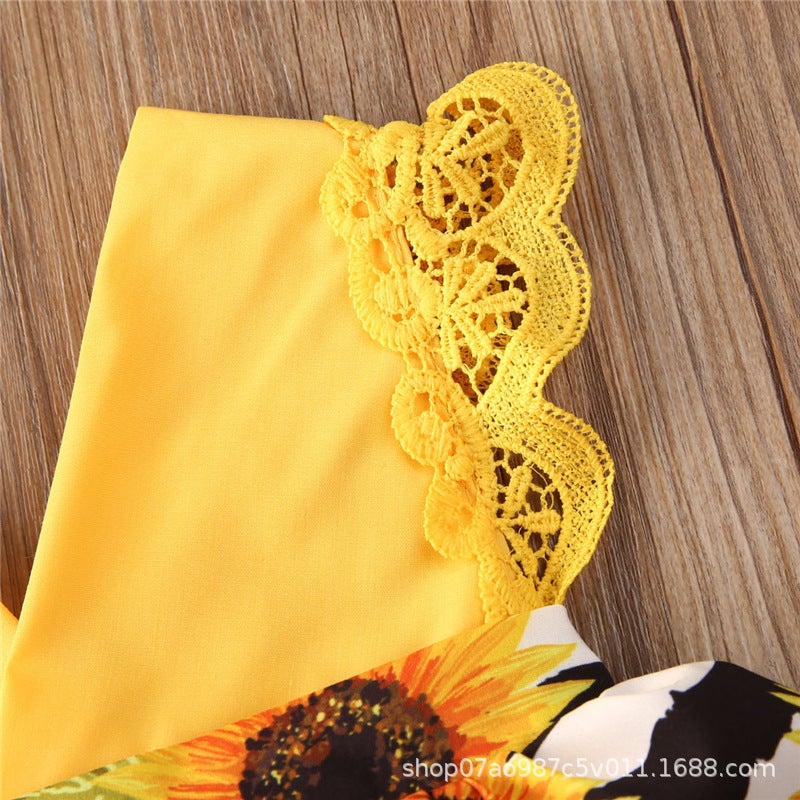 Style Baby Girl'S Sunflower Lace Backless Dress Small And Medium-Sized Children'S Girl'S Jumpsuit - Image 5