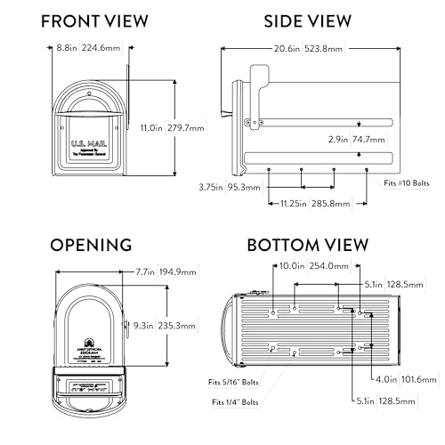 Architectural Mailboxes Mapleton™ Heavy Duty Steel Metal Post Mounted Mail Box for Outside, Rubbed Bronze, Large Curbside Mailbox with Magnetic Latch - Image 5