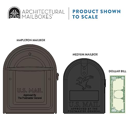 Architectural Mailboxes Mapleton™ Heavy Duty Steel Metal Post Mounted Mail Box for Outside, Rubbed Bronze, Large Curbside Mailbox with Magnetic Latch - Image 4