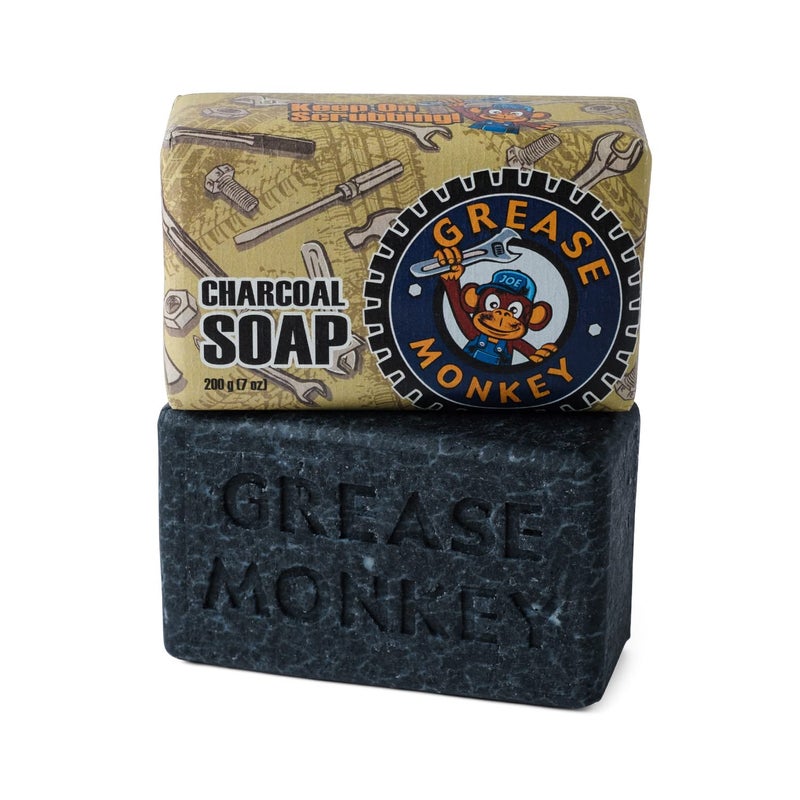 Bali Soap Grease Monkey - Natural Soap for Men, Dad, Husband - Special Father's Day Gift - Activated Charcoal Scrub for Mechanic - Cleans Dirty, Greasy Hands - Pack of 1, 7oz Bar - Image 1