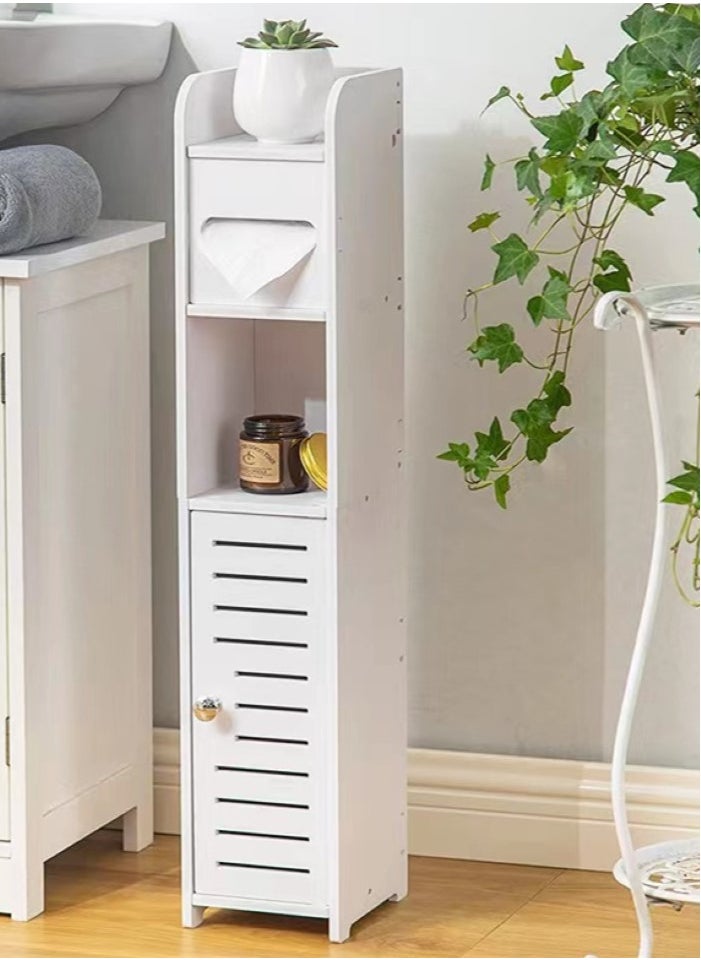 Kutis 1-Piece Bathroom Multifunction Storage Cabinet Shower Shampoo Shelf Soap Organizer Storage Rack White 15x17x80 Centimeter  - Image 1