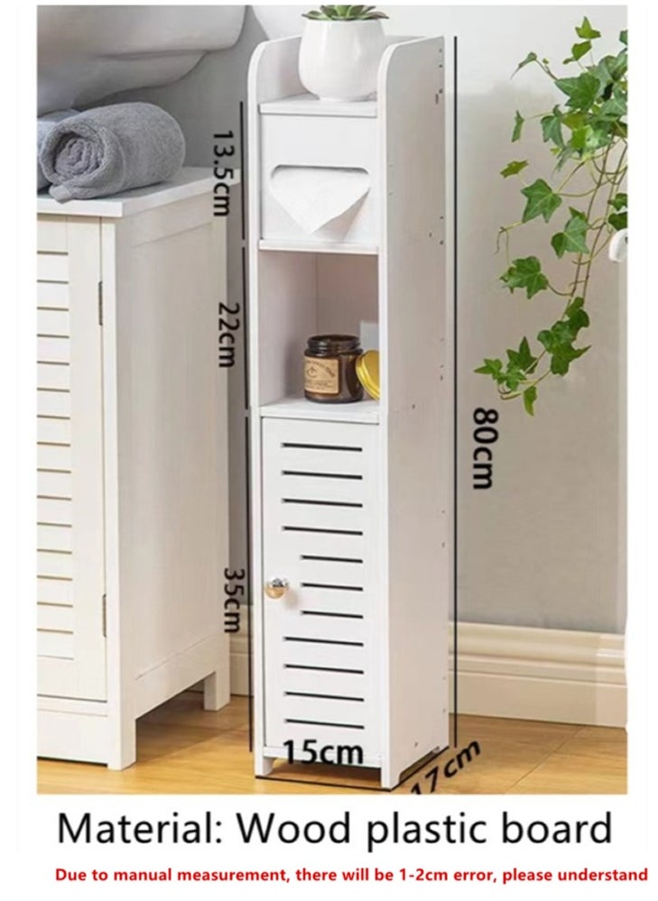 Kutis 1-Piece Bathroom Multifunction Storage Cabinet Shower Shampoo Shelf Soap Organizer Storage Rack White 15x17x80 Centimeter  - Image 5