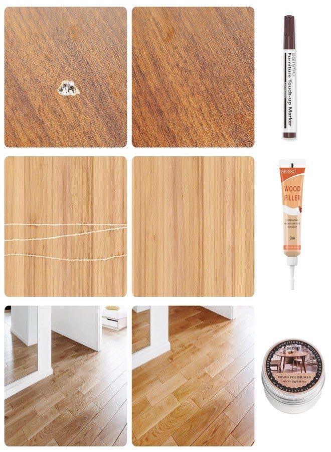 SEISSO Wood Furniture Repair Kit Touch Up Markers, 6 Colors Natural Oak Wood Filler with Repair Markers, Wood Polish Wax for Holes, Scratches, Cracks, Tables, Doors, Floors, Cabinet, Oak, Walnut - Set of 18 - Image 5
