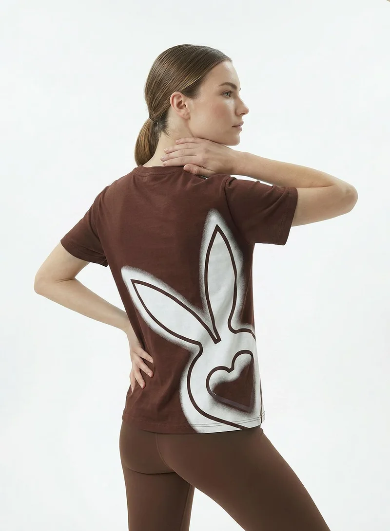 Cardio Bunny Women's Oversized Back Graphic Print T-Shirt pure Cotton Drop Shoulder