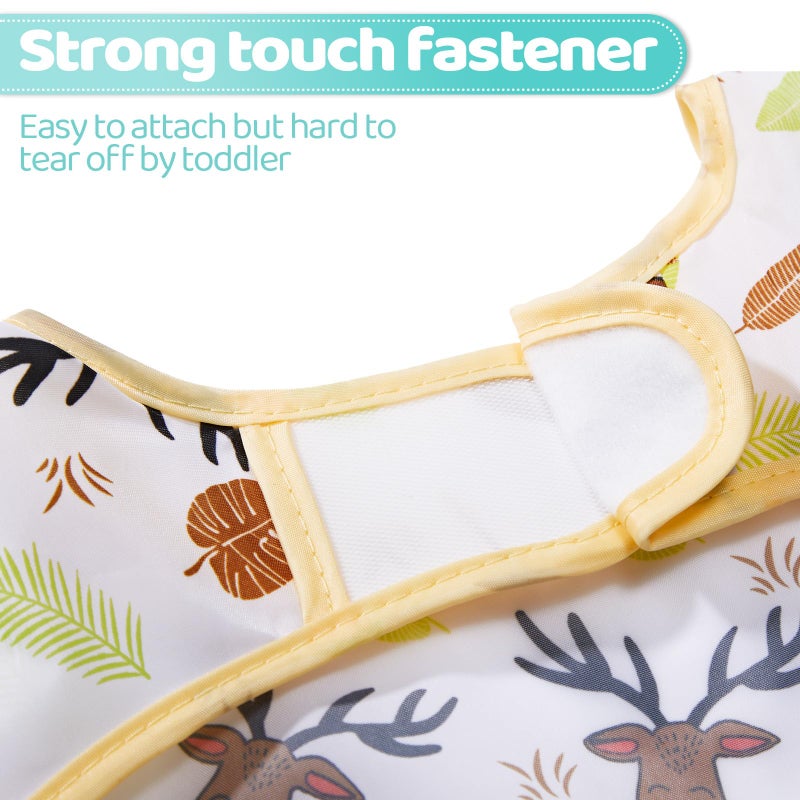 Tarpop 10 Pack Long Sleeve Bibs Infant Smocks Multi Pack Waterproof Soft Sleeved Bibs for Babies Toddler Eating Feeding (6-24 Months,Classic) - Image 4
