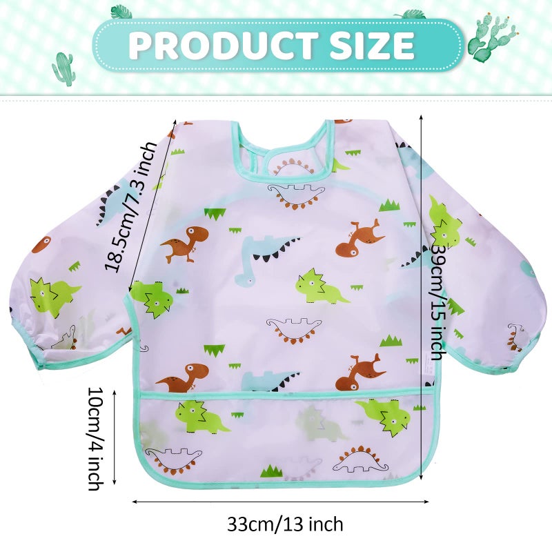 Tarpop 10 Pack Long Sleeve Bibs Infant Smocks Multi Pack Waterproof Soft Sleeved Bibs for Babies Toddler Eating Feeding (6-24 Months,Classic) - Image 2
