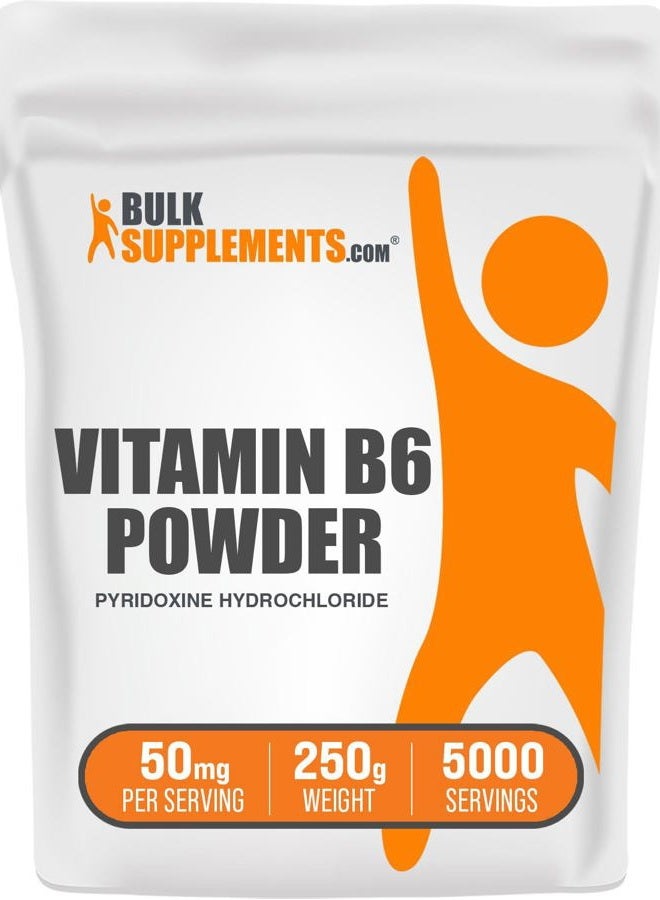 BulkSupplements .com Pyridoxine HCl Powder - Vitamin B6 Supplement, Vitamin B6 50mg - for Immune Support, Gluten Free, 50mg of Pyridoxine B6 per Serving, 250g (8.8 oz) (Pack of 1) - Image 1