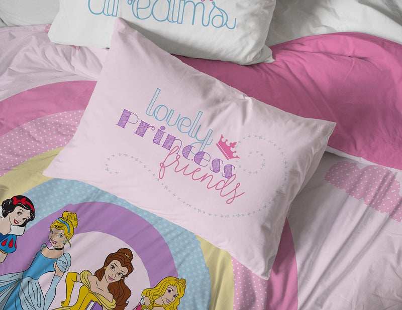 Jay Franco Disney Princess Rainbow 7 Piece Full Bed Set - Includes Comforter & Sheet Set - Bedding Features Aurora, Belle, & Cinderella - Super Soft Fade Resistant Microfiber - Image 5