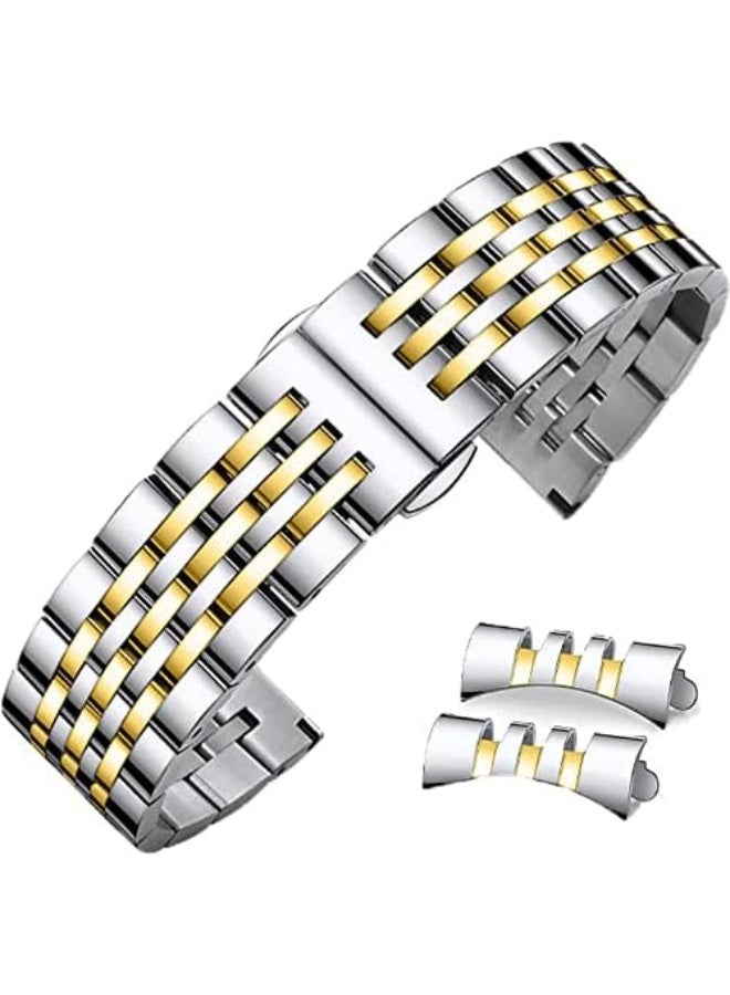 Stainless Steel Watch Band Straight & Curved End 14mm 16mm 18mm 19mm 20mm 21mm 22mm 23mm 24mm Premium Polished Metal Watch Band Bracelet Universal Smartwatch Replacement Strap Men Women - Image 1
