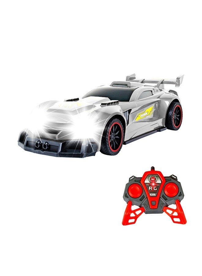 KOOL SPEED 1:10 Scale LED Light-Up Grey R/C Racing Car 2.4G High-Speed Remote-Controlled Car with Dynamic Lights, Durable Construction & Powerful Motor, Indoor & Outdoor Fun, Perfect for Kids Aged 3+ - Image 1