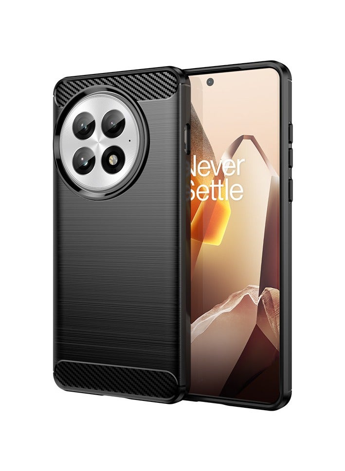 Brushed Carbon Fiber Shockproof Case For OnePlus 13 - Black - Image 1