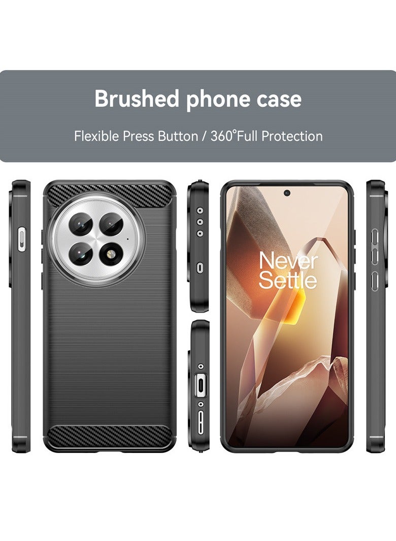 Brushed Carbon Fiber Shockproof Case For OnePlus 13 - Black - Image 2