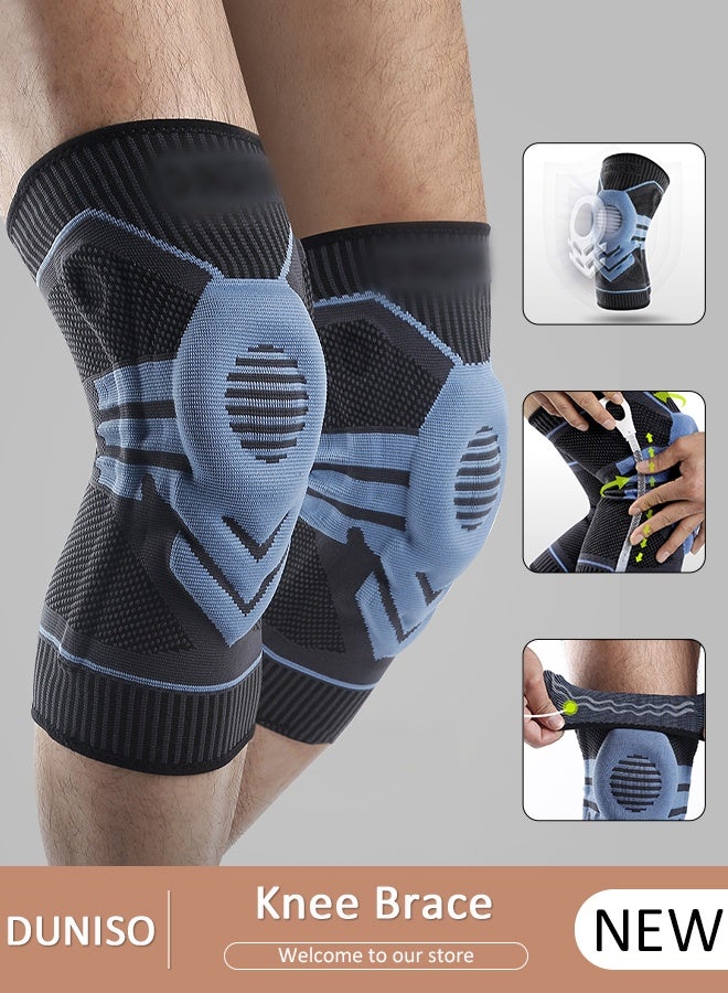 DUNISO 1PCS Knee Pad Knee Brace with Side Stabilizers and Patella Gel Pads Adjustable Compression Knee Support Braces for Knee Pain Meniscus Tear ACL MCL Arthritis Joint Pain Relief Injury Recovery - Image 1
