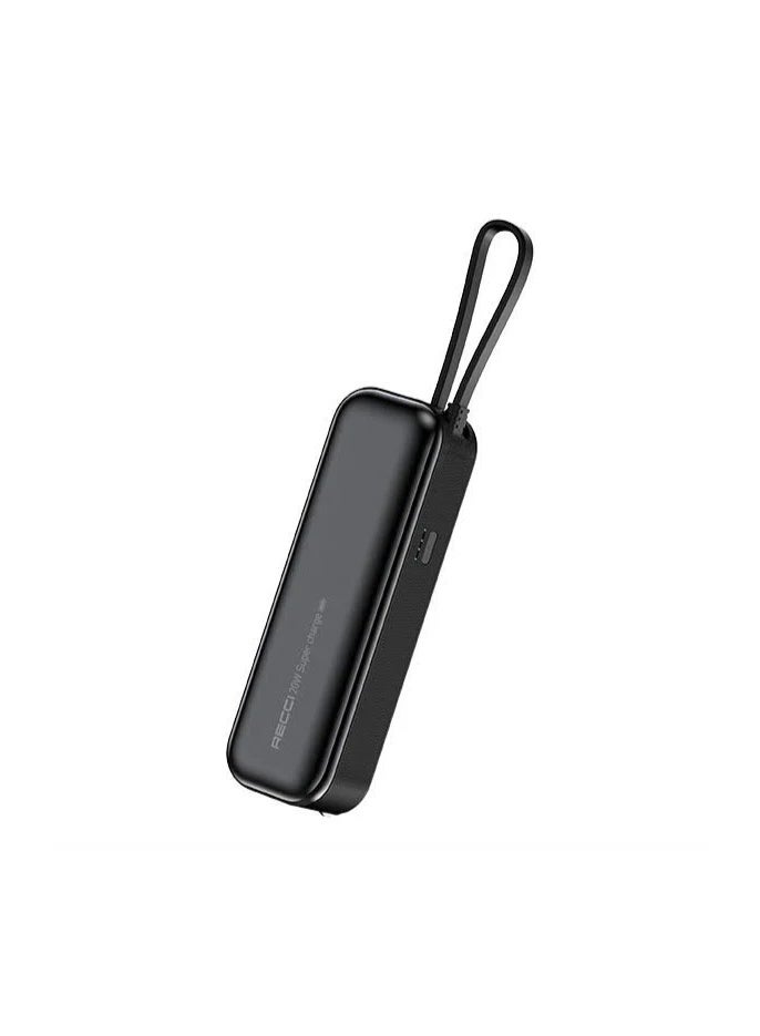 Recci RPB-A07 5000mAh Lipstick Mini Power Bank Black - Image 1