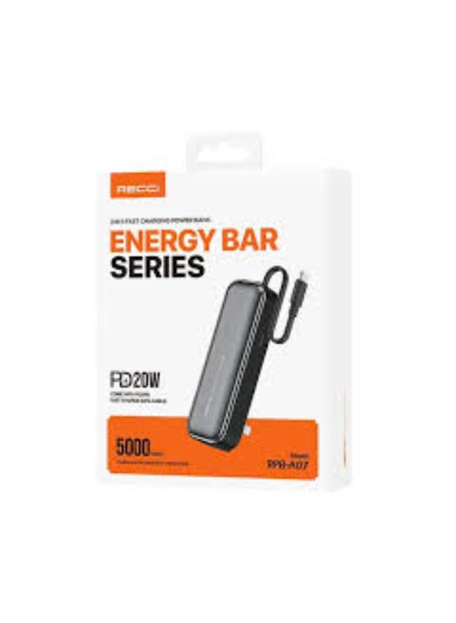 Recci RPB-A07 5000mAh Lipstick Mini Power Bank Black - Image 2
