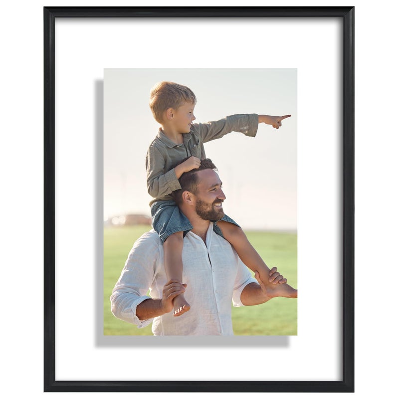 Americanflat Americanflat 8x10 Floating Picture Frame with Shatter-Resistant Glass - Fits 5x7 Photos or Smaller - Slide-in Photo Frame - Fusion Float Collection - Floating Frame for Tabletop or Wall - Black  - Image 1