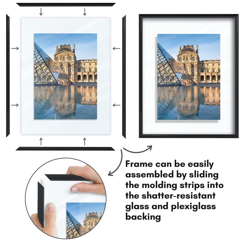 Americanflat Americanflat 8x10 Floating Picture Frame with Shatter-Resistant Glass - Fits 5x7 Photos or Smaller - Slide-in Photo Frame - Fusion Float Collection - Floating Frame for Tabletop or Wall - Black  - Image 3