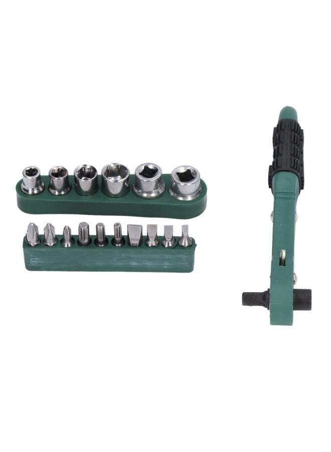 Multi functional hand tool set includes a double sided wrench, 6 socket heads, and 10 screwdrivers in various sizes  Ideal for home maintenance, automotive repair, and fine art work, it's easy to carry and store. - Image 3