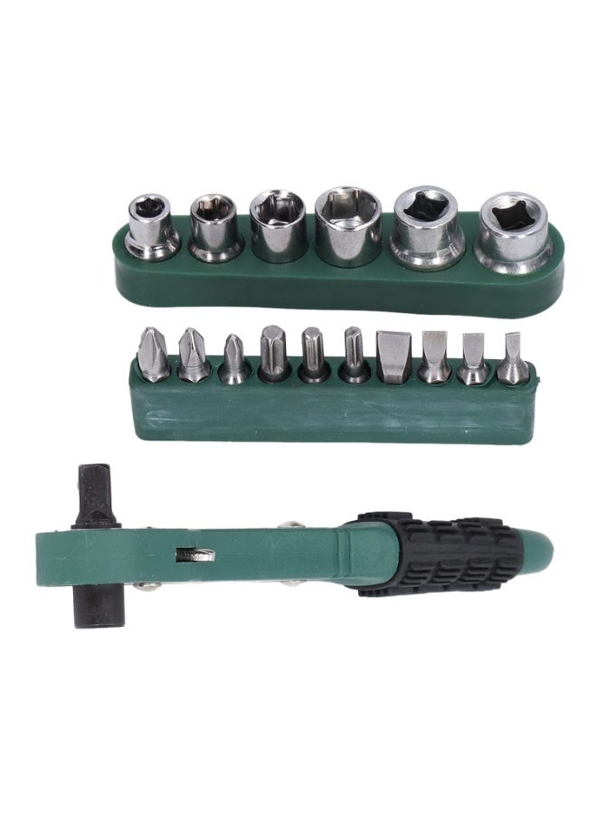 Multi functional hand tool set includes a double sided wrench, 6 socket heads, and 10 screwdrivers in various sizes  Ideal for home maintenance, automotive repair, and fine art work, it's easy to carry and store. - Image 2