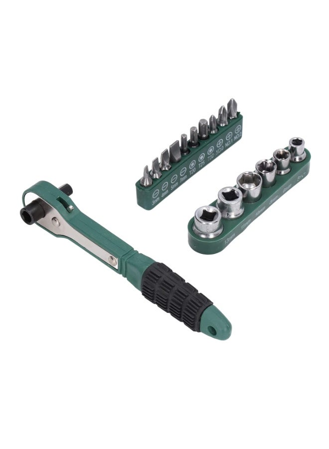 Multi functional hand tool set includes a double sided wrench, 6 socket heads, and 10 screwdrivers in various sizes  Ideal for home maintenance, automotive repair, and fine art work, it's easy to carry and store. - Image 4