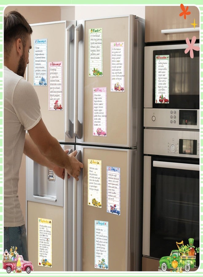 Eaasty 12 Pcs Seasonal Magnetic Notepads for Refrigerator Monthly Magnetic Grocery List 9 x 3.5 Magnet Memo Pads 30 Sheet Per Pad Shopping to Do List for January to December (Text Style) - Image 2