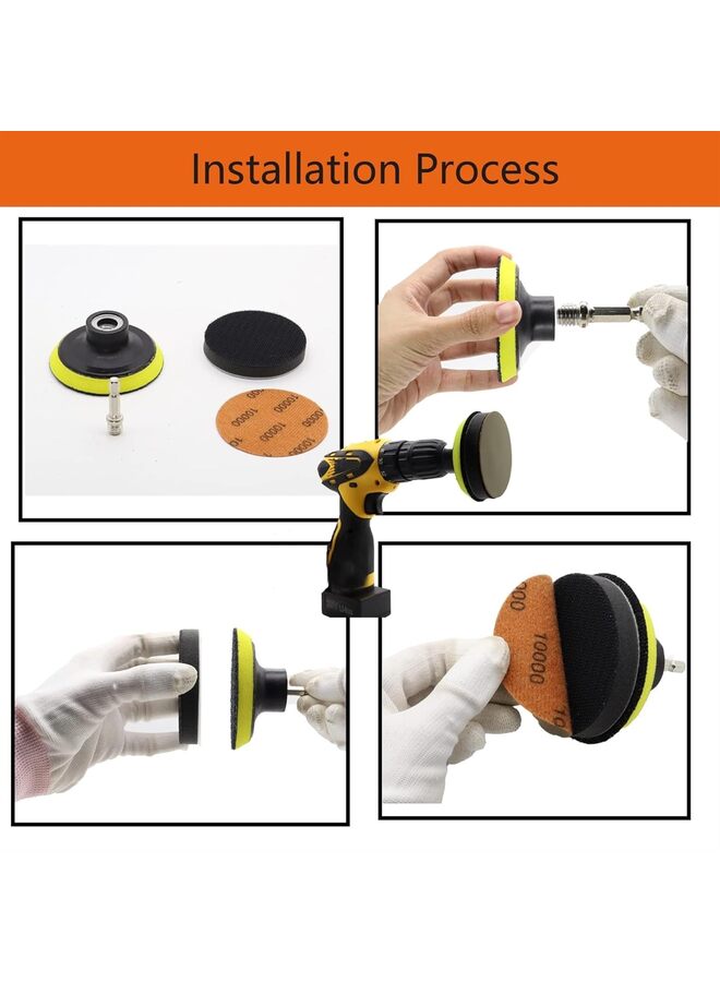 69pcs Sandpaper 3Inch Sanding Disc 60-10000 Grit Wet Dry Sandpaper with M10 Backing Pad,2pcs Interface Pad for Wood Metal Mirror Jewelry Car Polishing Headlight Cleaner Set - Image 5