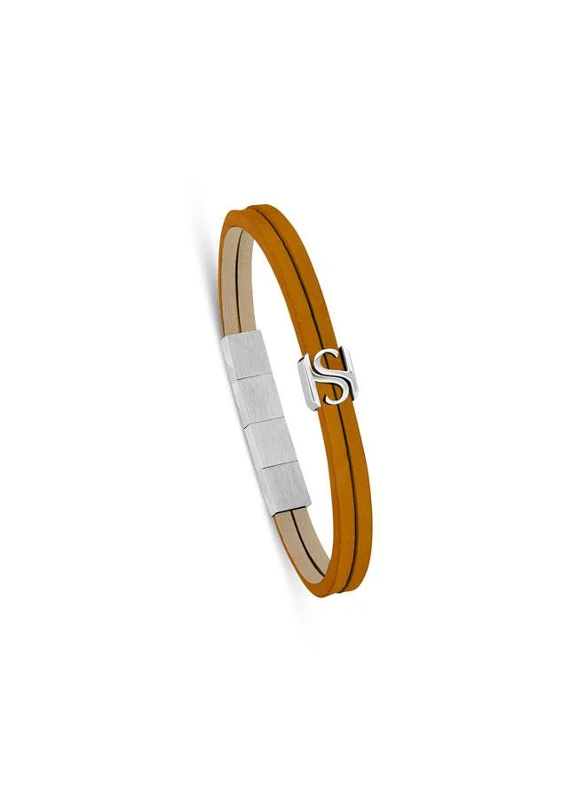 Saint Honore Paris Logo Flat Leather Bracelet for Men