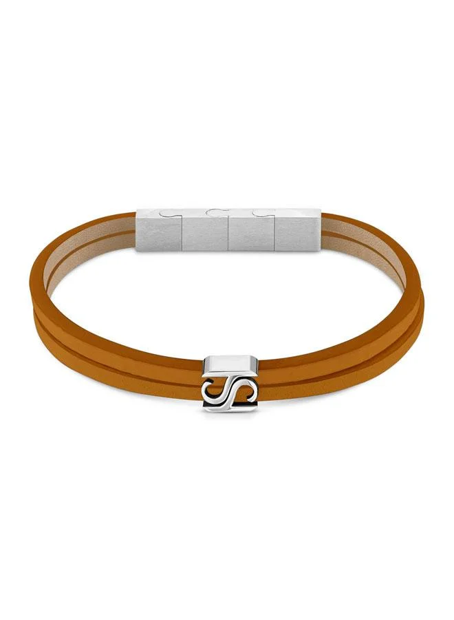 Saint Honore Paris Logo Flat Leather Bracelet for Men