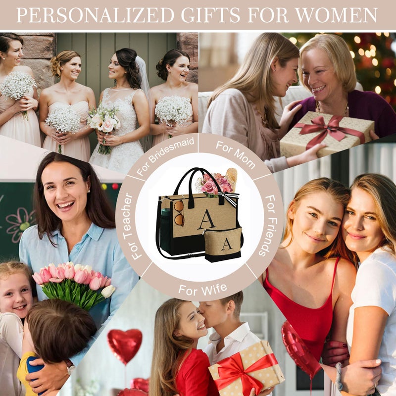 YOOLIFE YOOLIFE Gifts for Women - Birthday Gifts for Women, Gifts for Mom Sister Teacher, K Initial Tote Bag, Birthday Gifts for Her, Friend Teacher Wife Mom Birthday Gifts  - Image 5