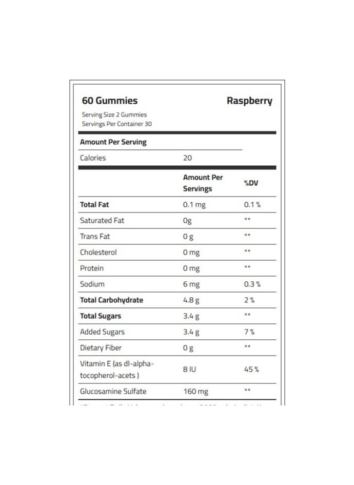 Gummies for Joint Support Laperva Flex- Raspberry Flavored  with Glucosamine Sulfate, 60 Gummies