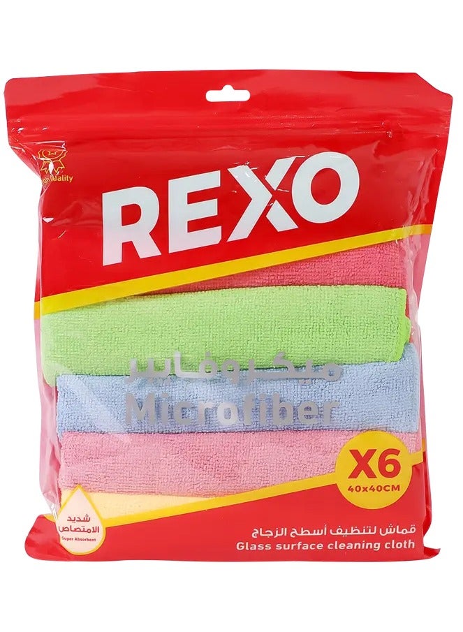 ركسو مجموعة مناشف ميكروفايبر متعددة الألوان – 6 قطع (40×40 سم) - Image 1