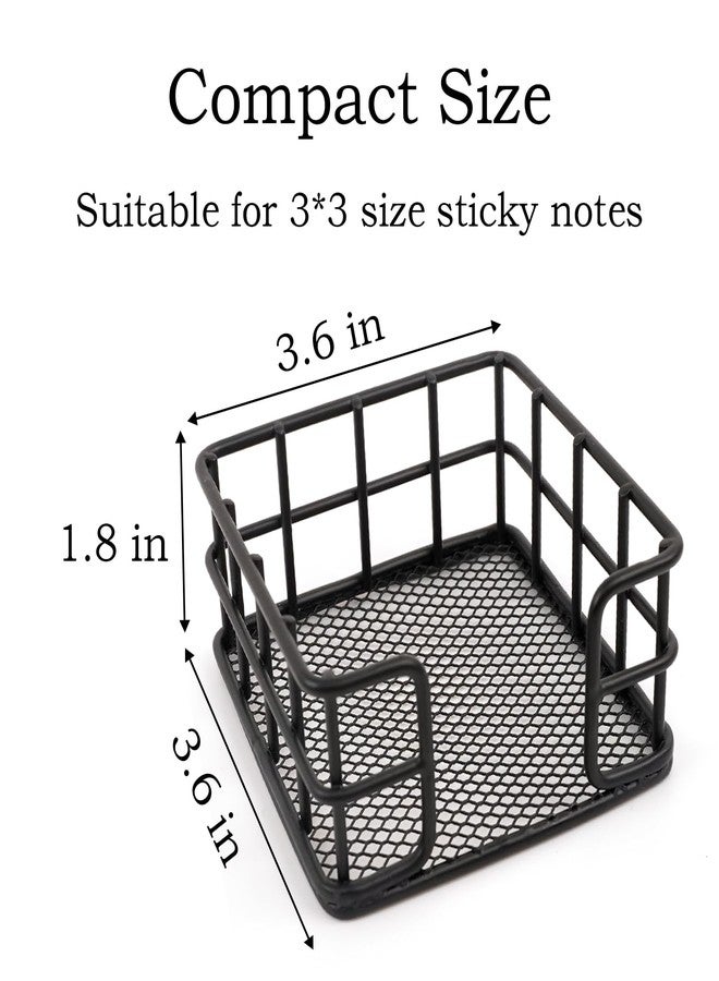 Qiuruoo Metal Sticky Note Holder, Sticky Note Dispenser, Desk Organizer for Office Workers, Students at Home, School, Office Use (3.6“*3.6” Black Square) - Image 3