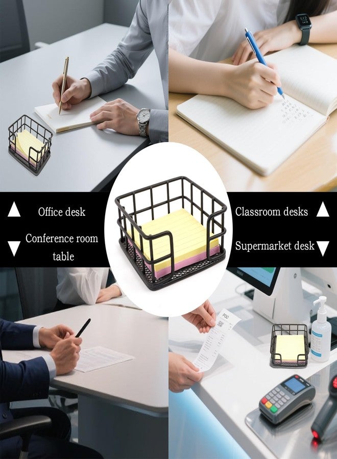Qiuruoo Metal Sticky Note Holder, Sticky Note Dispenser, Desk Organizer for Office Workers, Students at Home, School, Office Use (3.6“*3.6” Black Square) - Image 5