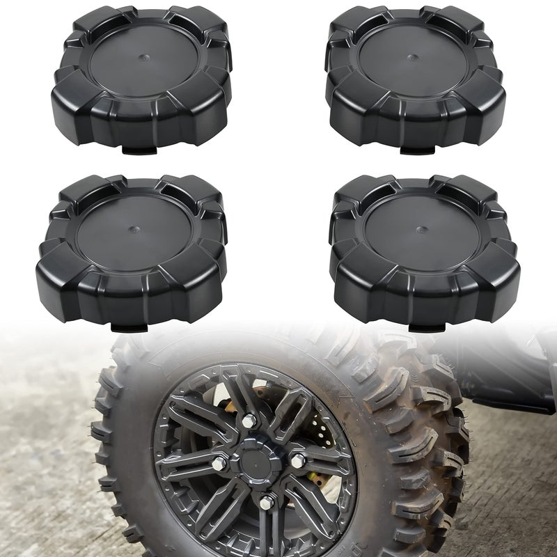 SAUTVS 4PCS Black Rim Center Caps for Polaris General 10000 4 2016-2022 Accessories (4PCS, Replace #1522498)