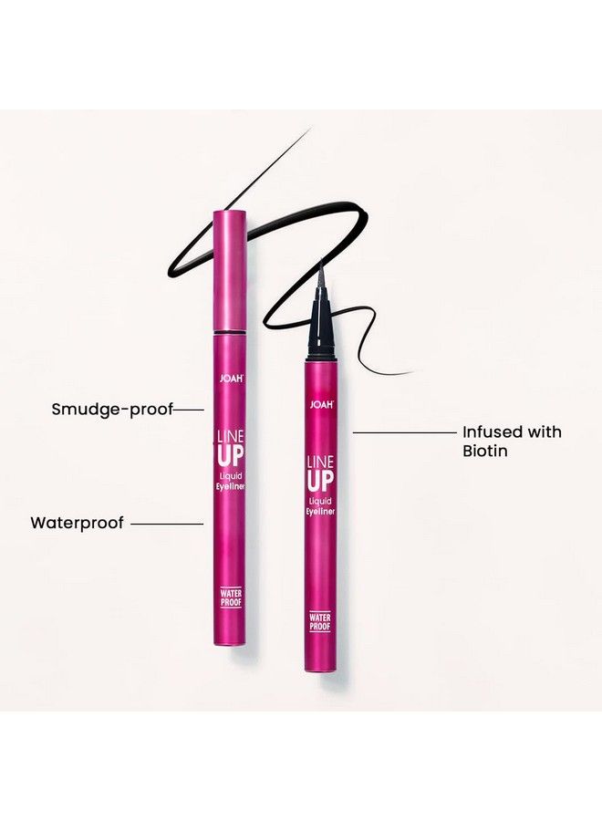 JOAH Line Up Liquid Eyeliner with Precision Felt Tip Waterproof Long Lasting Smudge Proof Eye Liner Black - Image 4