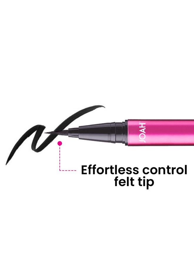 JOAH Line Up Liquid Eyeliner with Precision Felt Tip Waterproof Long Lasting Smudge Proof Eye Liner Black - Image 3