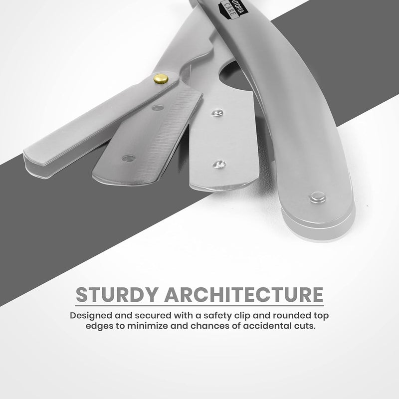 Utopia Care Professional Straight Razor for Men, Barber Straight Edge Razor Safety with 100 Pack Blades, Silver - Image 4