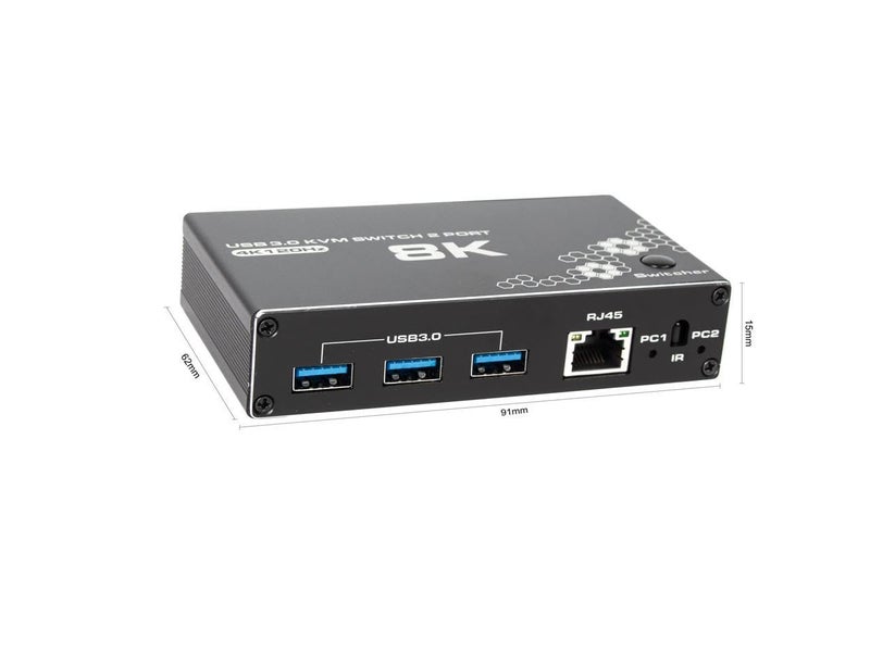 Tobo مفتاح KVM HDMI 2 منفذ، مفتاح KVM HDMI 4K@60Hz 2K@144Hz 2K@120Hz لمشاركة 2 كمبيوتر مع 1 شاشة، مع مفتاح تحكم تمديد وكابل USB 2 - Image 1