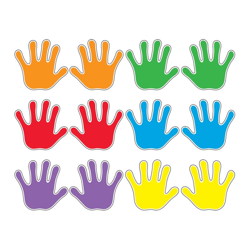 Trend Enterprises Trend Handprints Classic Accents Variety Pack, Classroom Bulletin Board Cut Outs, 5-1/2 to 6 Inches, 36 Count - Image 4